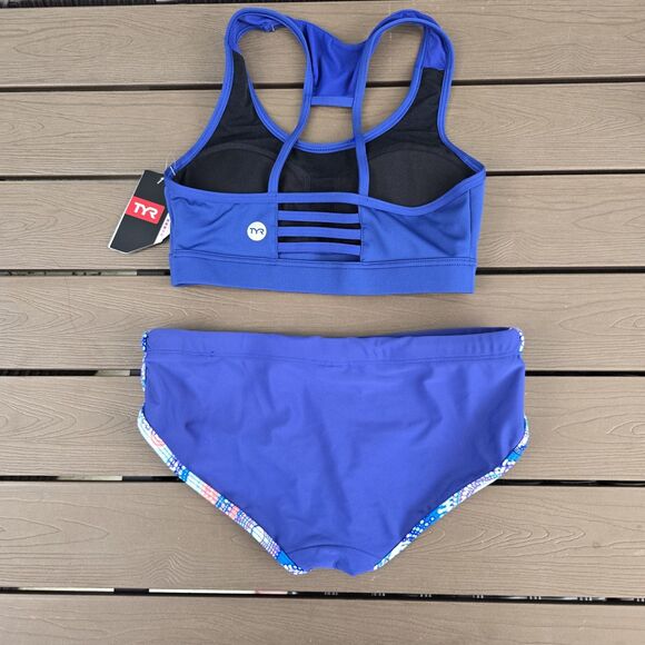 TYR Solid Royal Reilly Racerbacktop & Matching Hipkini Sz S New Sample - Picture 2 of 3